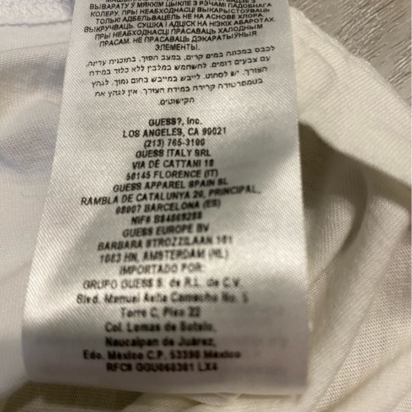 Guess White/Navy Ringer Retro Embroidered Logo T-Shirt, size L - Picture 8 of 10